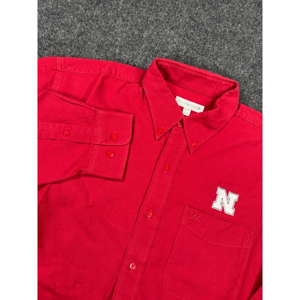 Nebraska Cornhuskers Cutter & Buck Mens XL Red Button Down Shirt Huskers NCAA